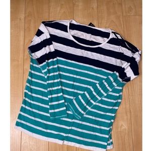 Long sleeve blue and white stripe top